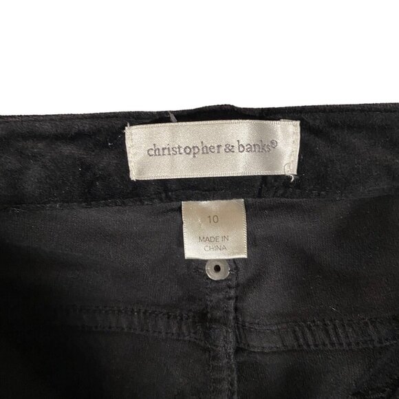 Christopher & Banks Womens Sz 10 BLACK Stretch Jeans Straight Leg Velour Velvet - Picture 5 of 9